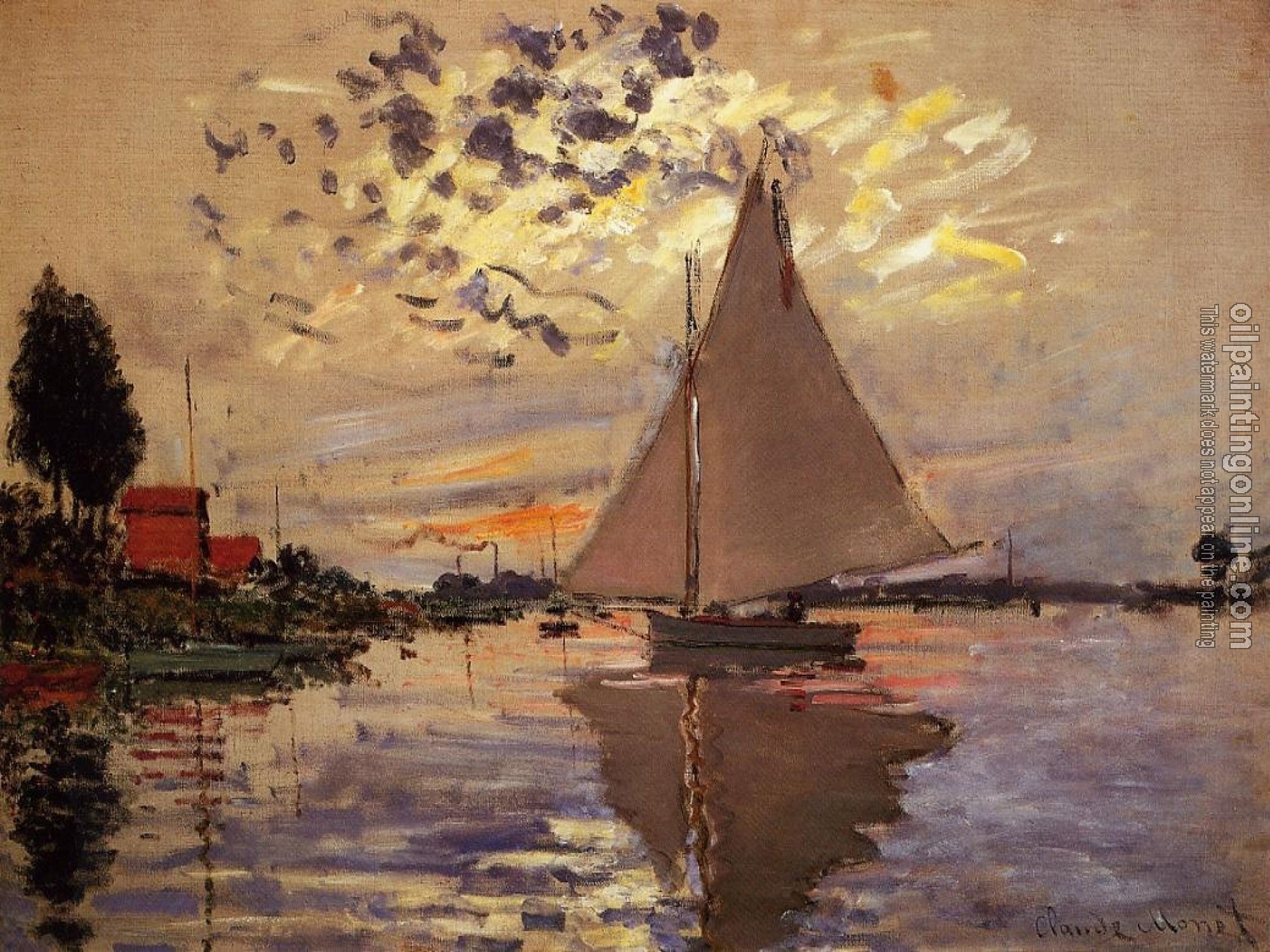 Monet, Claude Oscar - Sailboat at Le Petit-Gennevilliers